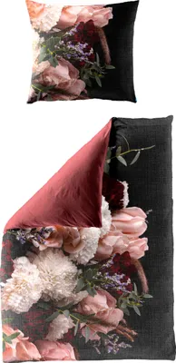 Produktbild von Traumschloss Mako-Satin Digitaldruck Bettwäsche - 5240_60 - Blumen, rot, weiß, rosa 135 x 200 cm Digitaldruck, Blumen, rot, weiß, rosa