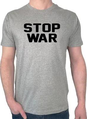 Produktbild von Huuraa Herren T-Shirt Stop War S Sport Grey Bio Baumwolle Fairtrade Herrenshirt Geschenkidee