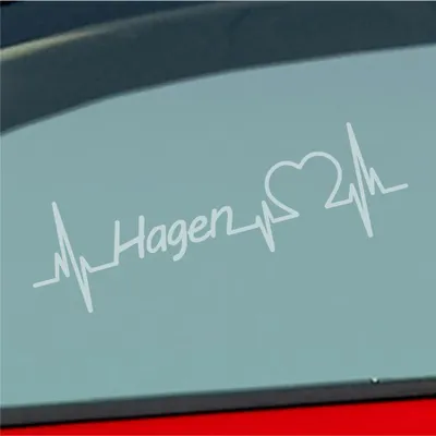 Produktbild von Auto Aufkleber Hagen Herz Herzschlag 19x6 cm Milchglas Sticker Heckscheibenaufkleber