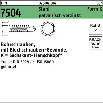 Produktbild von Reyher  7504K Bohrschrauben 4,8x70 verzinkt Sechskantkopf (250 Stück)