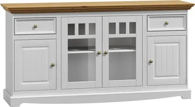 Produktbild von Vitrinenschrank Küchenbüfett Landhaus Regal Anrichte Schrank Buffet Vitrine