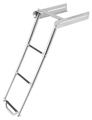 Produktbild von Bootsleiter - Klappbare 3-stufige Badeleiter - Edelstahl - 25,4 cm Breite - Bis 300 kg - Für Boot und Pool - Silber