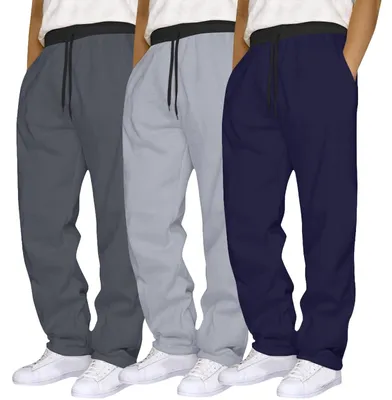 Imagen del producto de 3 pantalones de chándal holgados para hombre, con bolsillos