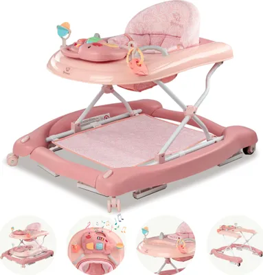 Produktbild von BRONEA® 5-in-1 Babywalker Gehfrei | Lauflernhilfe mit Schaukelfunktion, Musik & Licht | Laufhilfe für Baby ab 6 Monate | Höhenverstellbar | Klappbar | Rosa