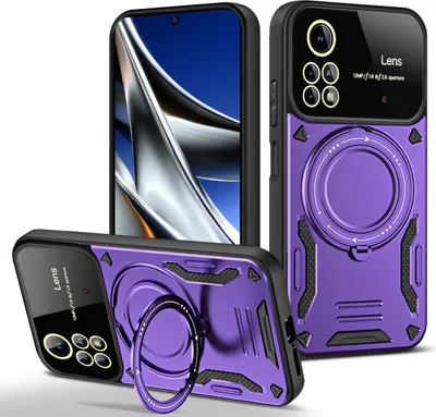 Produktbild von Rüstung Handyhülle für Xiaomi Poco X4 Pro 5G Dual-Layer Ringhalter Ständer Hülle Lila