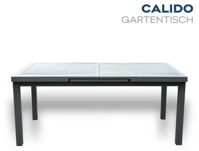 Produktbild von HOME DELUXE - Gartentisch ausziehbar - CALIDO - ca. 180 (240) x 97,5 x 76,5 cm - Gestell und Tischplatte, Gestell Aluminium, Tischplatte Glas, inkl. Zubehör I Gartenmöbel Ausziehtisch Balkonset