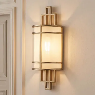 Produktbild von Wandleuchte in Messing Creme H: 39 cm Glas Metall E27 Vintage Design Wandlampe Flur Treppenhaus Wohnzimmer