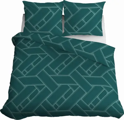 Produktbild von Satin Bettwäsche 220x200 Geometrisch Grün