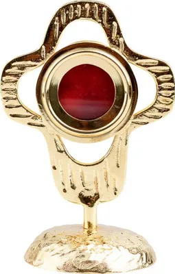 Produktbild von 18cm Reliquar Messing Vergoldet Monstranz Hausaltar Luna 6cm Öffnung Hinten 3307