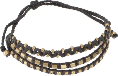 Produktbild von Perlenarmband, Makramee Armband, Herren Armband - Schwarz, Baumwollfäden,Messing, 2*15*0,5 cm, Armreifen & Armbänder Modeschmuck