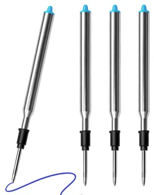 Kugelschreiberminen, 4 Stück, Metall, 1,0 mm, blau