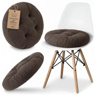 Produktbild von Sitzkissen Rund 40 cm aus Cord Stuhlkissen Bodenkissen Sitzauflage Braun