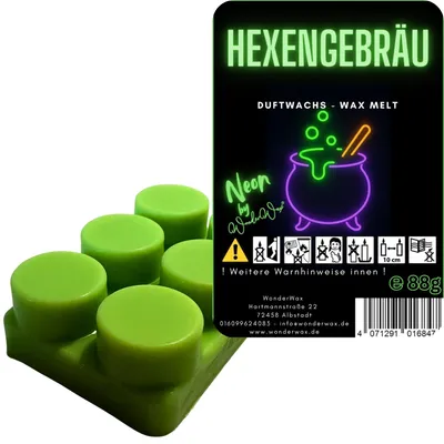 Produktbild von WonderWax Neon Duftriegel 6 x Duftwachs Kreise Wachsmelt Duftwachs Raumduft für Duftlampen Soja Wachs Melts Duftmelt Aroma Wellnes Kerzen Wärmer Wax Tarts Hexengebräu