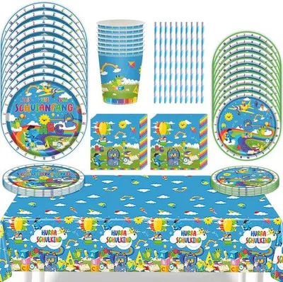 Productafbeelding van Partyserviesset 61-delig - papier - eerste schooldag - alles voor een feestelijk begin - Homevero