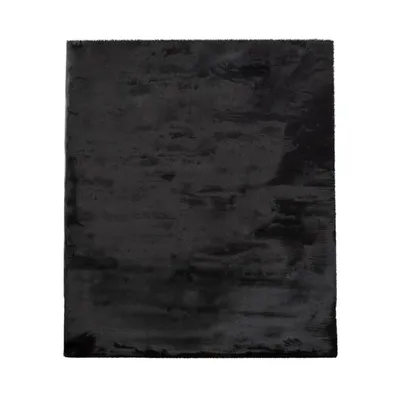 Produktbild von TT Home Hochflor Teppich Schlafzimmer Shaggy Kunstfell Flauschig Kaninchenfell Imitat In Schwarz Größe 120x160 cm