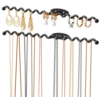 Schmuck-Organizer zur Wandmontage, 2er-Pack, Schwarz