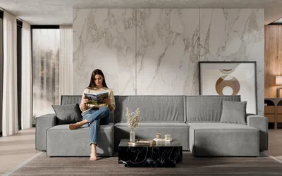 Obrázek produktu pro FurMeb24 Rohová pohovka s rozkládací funkcí a úložným prostorem CLOUD U 372 cm × 132 cm × 83 cm Látka Prime 33