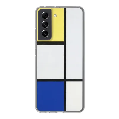 Produktbild von MuchoWow® Handyhülle Schutzhülle Hülle für Samsung Galaxy S21 FE Komposition mit Gelb, Blau und Schwarz - Piet Mondrian Silikon Softcase Handy Hülle - Mobiltelefonhülle
