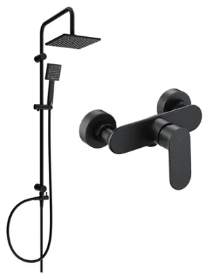 Image de Ensemble de douche apparente Mexen Tord avec pomme de douche et mitigeur Milo, noir - 71340200-70
