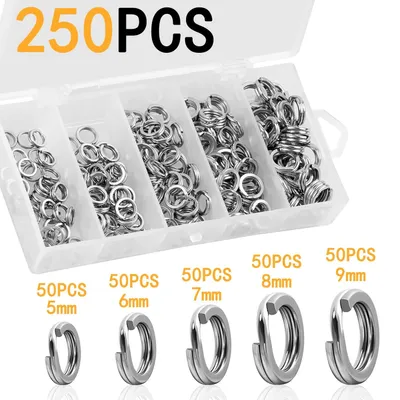 Produktbild von 200/250 Stück Edelstahl Splitringe für Angeln