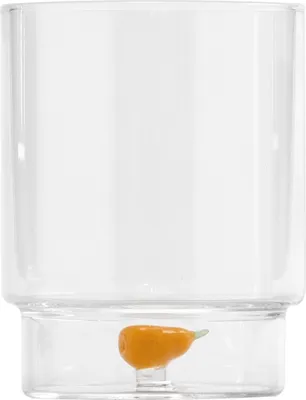 Obrázek produktu pro Zafferano Teca Frutta - sada 6 skleněných borosilikátových pohárů s hruškou - pohár s dvojitým dnem 35 cl, ručně zdobený, snadno omyvatelný