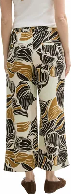 Produktbild von Tom Tailor Damen Culotte mit Blattdruck, lockerem Schnitt in Beige-Braun