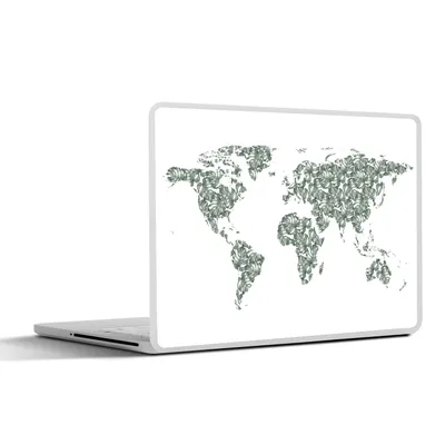 Produktbild von MuchoWow® Laptop Aufkleber Sticker Cover Weltkarte - Tropische Pflanzen - Weiß 30x22 cm - Laptop-Sticker