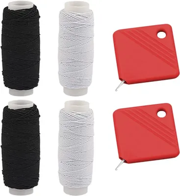 Image de Fil élastique de 0,5 mm, 27,4 mètres, noir et blanc, avec enfile-aiguille, pour projets de couture