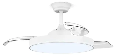 Obrázok produktu pre Stropný ventilátor Klarstein AirFold s osvetlením - inteligentné ovládanie pomocou aplikácie, výsuvné lopatky, stmievateľné LED svetlo, diaľkové ovládanie, tichý, 107 cm, biely