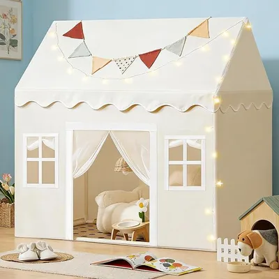 Imagen del producto de Tienda de juegos para niños, apta para interiores y exteriores, con alfombra y luces