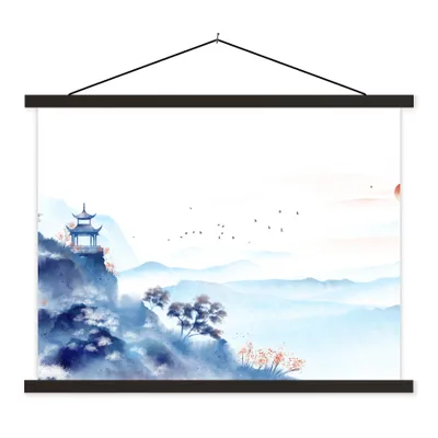 Produktbild von MuchoWow® Textilposter Malerei - Ölfarbe - Natur 150x113 cm mit holzfarbenen Rahmen - Poster