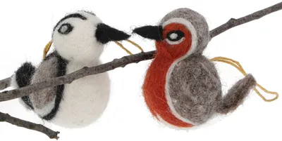 Produktbild von Filzdekoration Vögel, Handgemachte Tiere aus Filz, Baumbehang - Set 1, Blau, Wolle, 5*5*5 cm, Tierfiguren