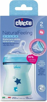 Image de Chicco Natural Feeling Biberon bleu 250ml, 2m et +