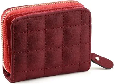 Image de Portefeuille compact pour femme, rouge, avec fermeture à glissière