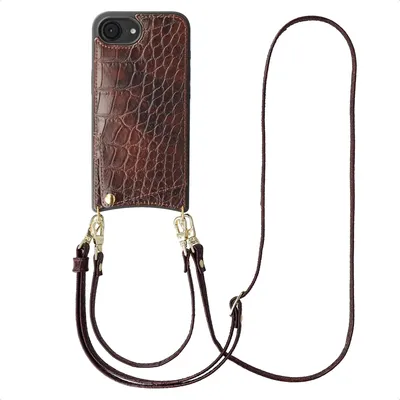 Zdjęcie produktu dla Etui na telefon Selencia Nova Croco z paskiem i kieszenią na karty do Apple iPhone 17 / 16 – bordowe