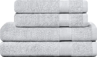 Produktbild von CAMRY Handtuch Set 4-teilig - 2 Badetücher 70x140 cm und 2 Handtücher 50x100 cm aus 100% Baumwolle 500 g/m² - weiche und saugstarke Tücher in Farbe Silber