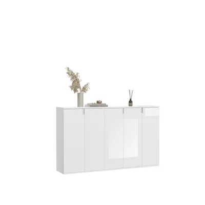 Produktbild von Garderobenkombination Weiß Hochglanz, 152x99x34 cm, modern, elegant