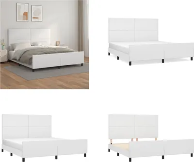 Immagine prodotto di vidaXL Giroletto con testiera bianco 180x200 cm in Pelle finta - Giroletto con testiera - Giroletto con testiera - Letto con testiera - Letto con testiera