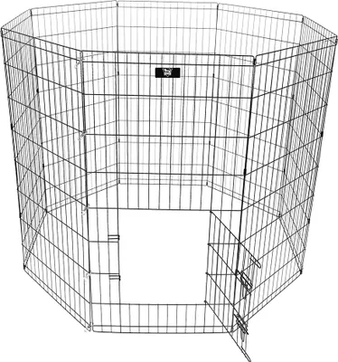 Produktbild von SPOCADO "United" Metall Hundezwinger | Faltbar | 122x 61 cm | 10,3 kg | 8-teilig | Doppelverriegelung | Rostfreie Oberfläche | schwarz | SCO-5