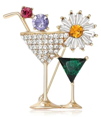 Produktbild von Broschen in Form eines Cocktailglases, goldfarben oder silberfarben