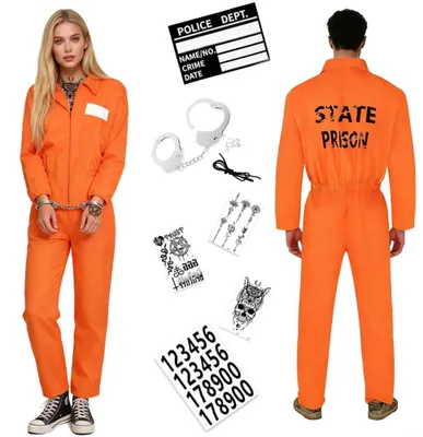 Produktbild von Solidchoice – Gefängniskostüm für Erwachsene mit Zubehör für Cosplay und Partys