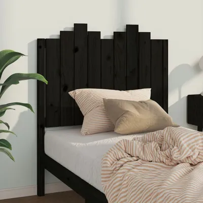 Produktbild von The Living Store Kopfteil Schwarz 96x4x110 cm Massivholz Kiefer