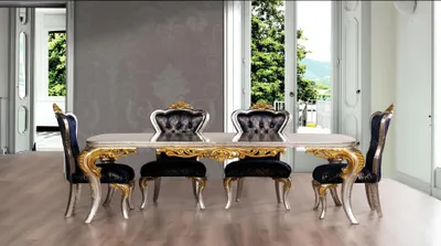 Produktbild von Set 4x Stühle Esszimmerstuhl Stuhl Lehn Luxus Esszimmer Ess Stil Barock 4tlg.