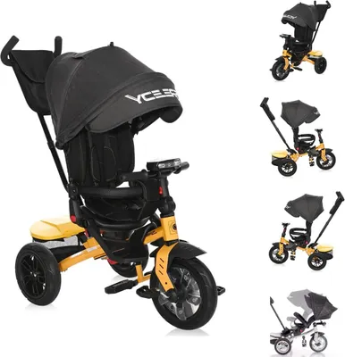 Produktbild von Lorelli Speedy Air Dreirad 4-in-1 – 360° Sitz, Luftreifen 12"/10", Schiebestange, Verdeck, 3-Punkt-Gurt, ab 12 Monaten bis 20 kg
