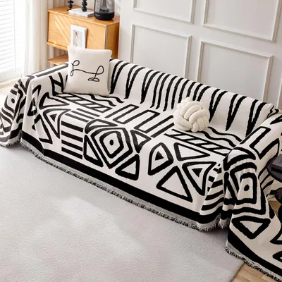 Produktbild von Elzusha – Boho-Sofaüberzug für L-förmige Sofas mit Fransen und waschbarem Schutz