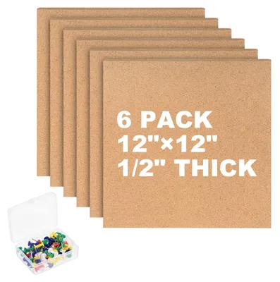 Produktbild von Omgoods – Korkplatten – Set mit 6 Stück, 30 x 30 cm, mit selbstklebenden Clips