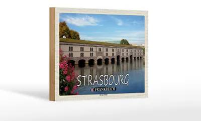 Produktbild von Holzschild Reise 18x12 cm Strasbourg Frankreich Barrage Vauban Dekoration