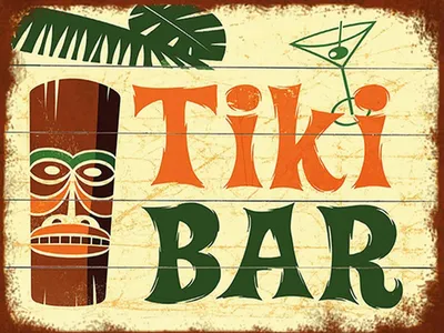 Produktbild von vianmo Holzschild 30x40 cm TIKI Bar Cocktail