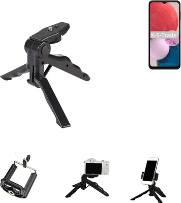 Produktbild von K-S-Trade Stativ Tisch-Ständer Dreibein Handy-Stativ Ständer kompatibel mit Samsung Galaxy A13 Mini-Stativ Smartphone Tripod Handy-Stativ aus