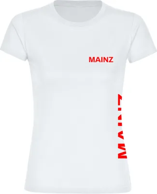 Produktbild von multifanshop Damen T-Shirt - Mainz - Brust & Seite, weiß, Größe 3XL